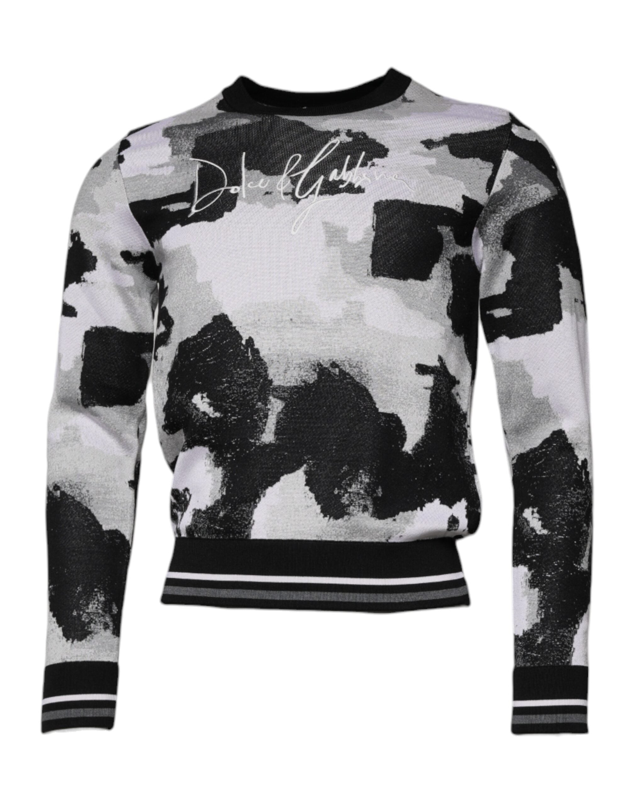 Pull homme Dolce & Gabbana multicolore avec col rond, motif camouflage, en laine ou coton, style décontracté et tendance.