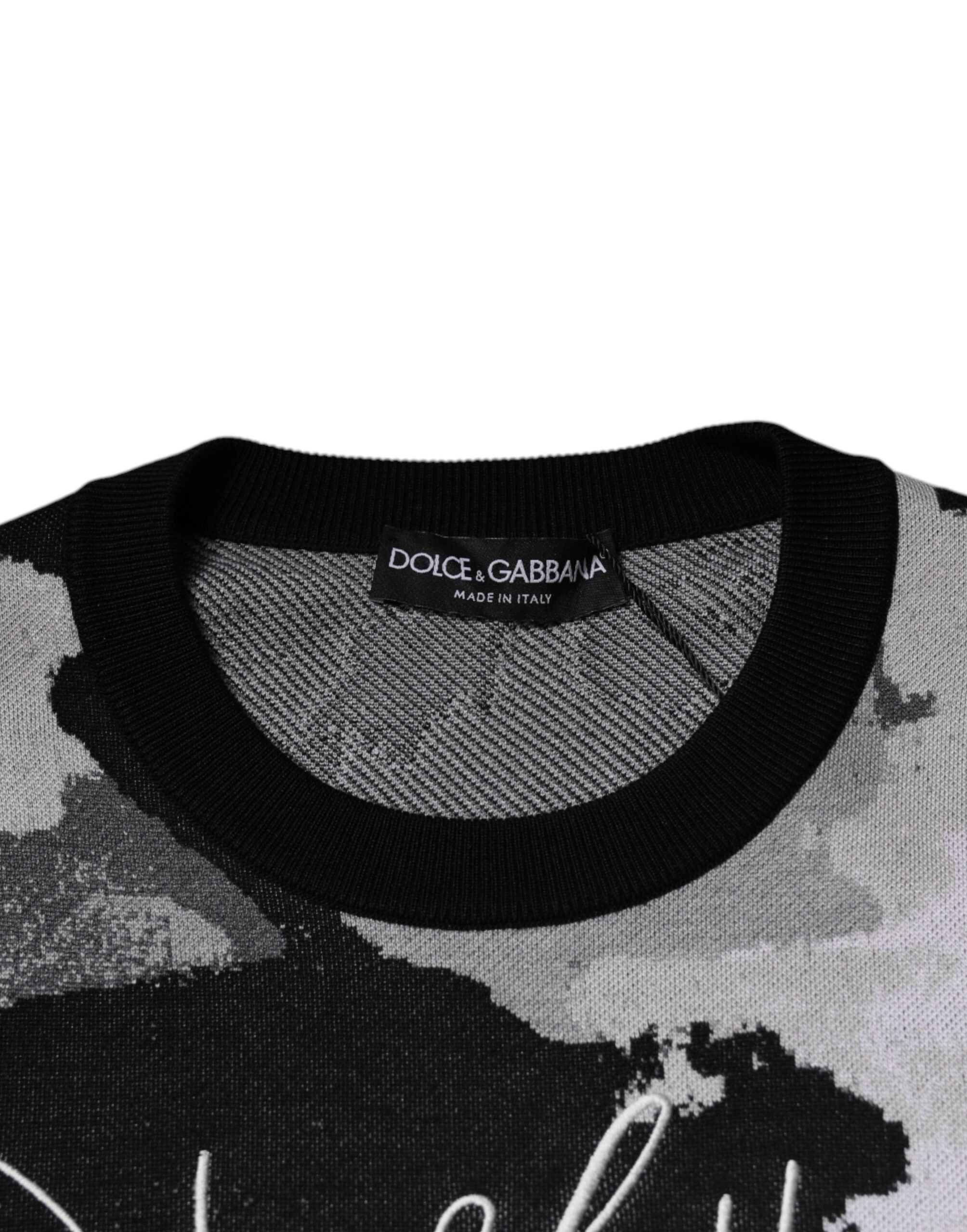 Pull à manches longues Dolce & Gabbana multicolore avec motif camouflage, col ras du cou pour homme.