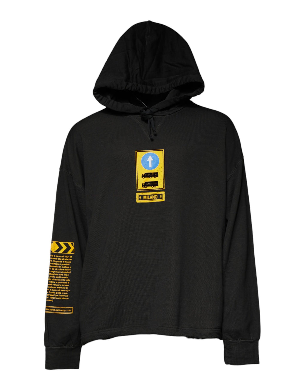 Sweat à capuche noir en coton Dolce & Gabbana DG Shield, pull-over avec logo et design élégant visible sur l'image.