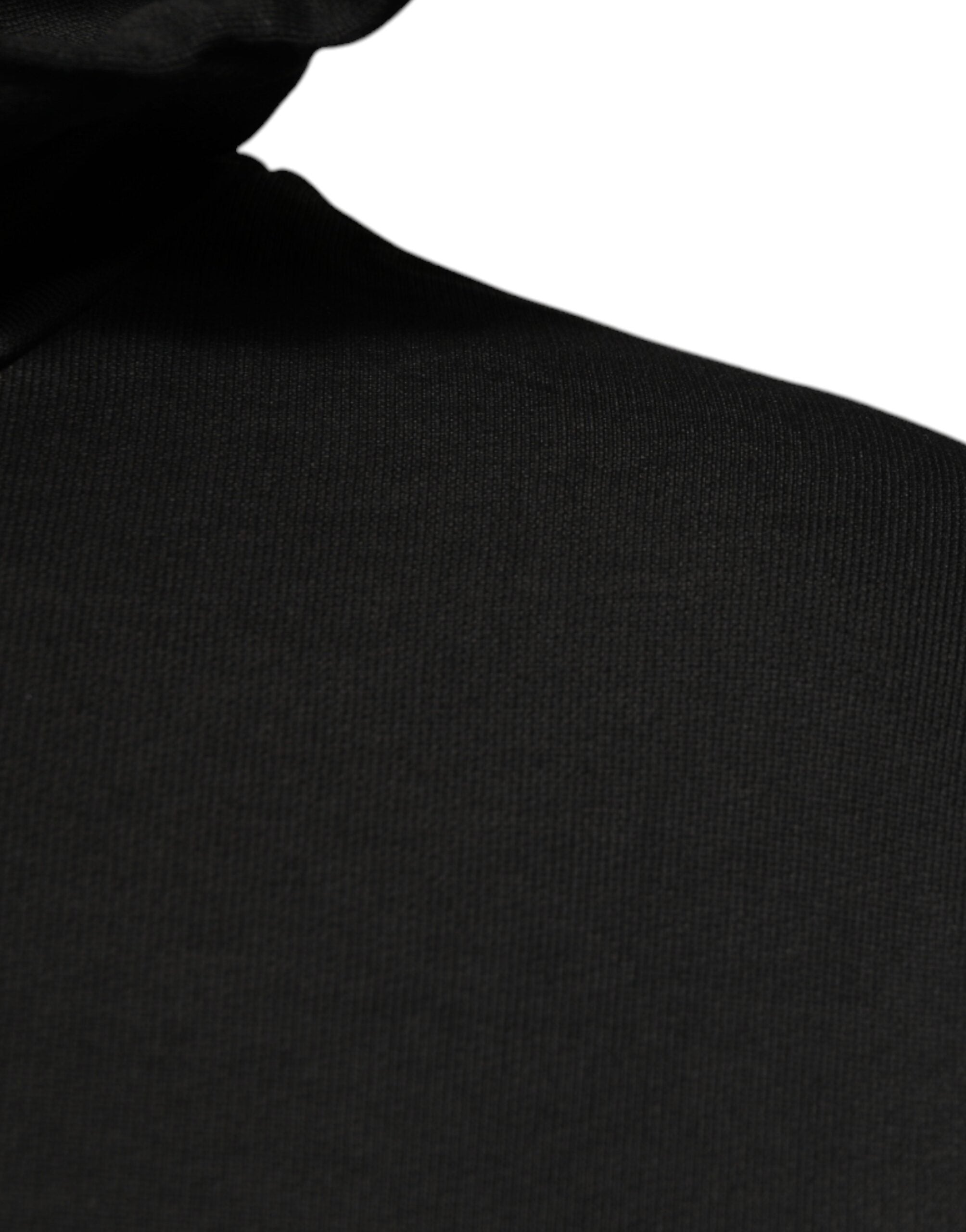Sweat à capuche noir en coton Dolce & Gabbana DG Shield, pull-over avec logo et design élégant visible sur l'image.