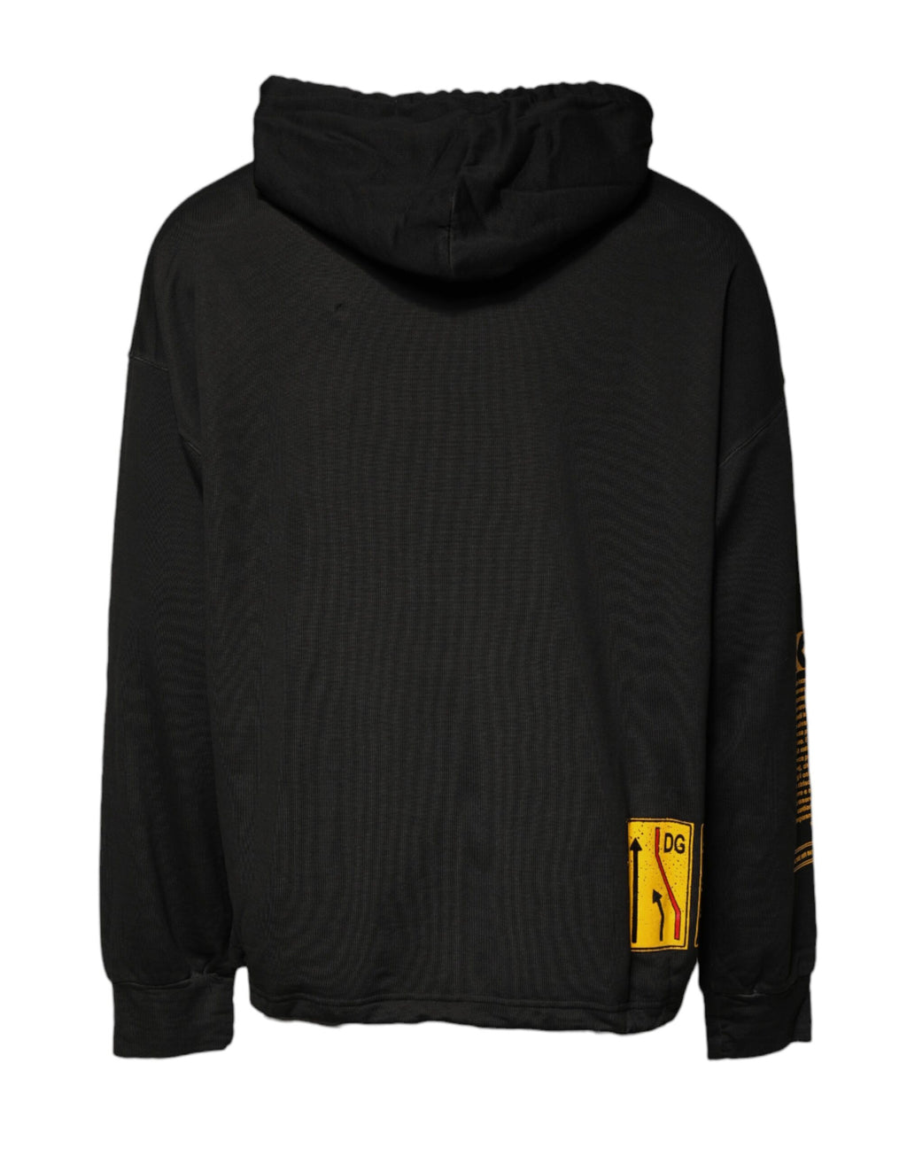 Sweat à capuche en coton noir Dolce & Gabbana DG Shield, pull-over avec logo, détail visible sur le devant.