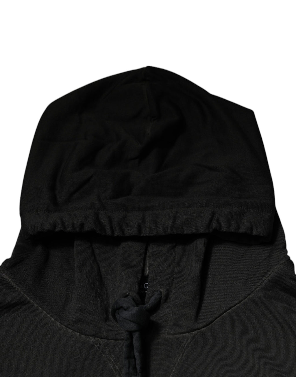Pull à capuche noir Dolce & Gabbana en coton avec logo DG Shield, style décontracté et moderne.
