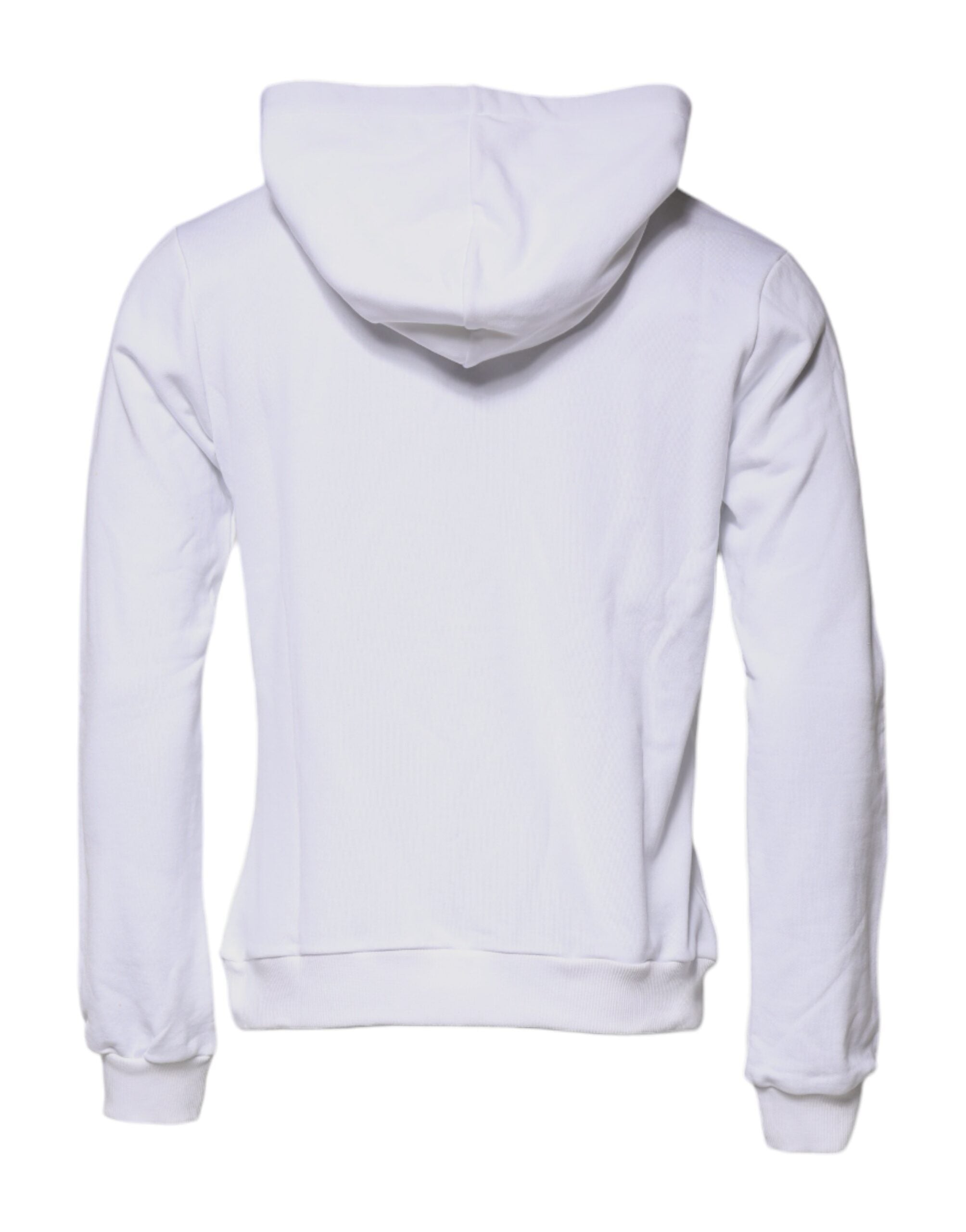 Sweat à capuche blanc Dolce & Gabbana Sacred Heart avec motif cœur sacré, doux et décontracté, porté sur un mannequin.