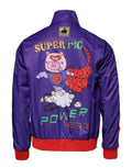 Sweat-shirt bomber Dolce & Gabbana violet avec motif de l'année du cochon, zip complet, style élégant et original.