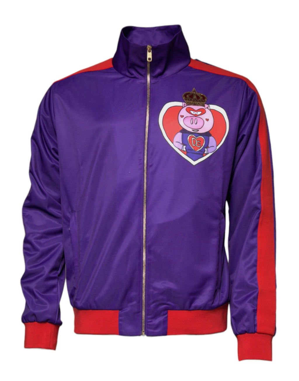 Sweat-shirt bomber zippé Dolce & Gabbana violet année du cochon avec motif animal, style décontracté et moderne