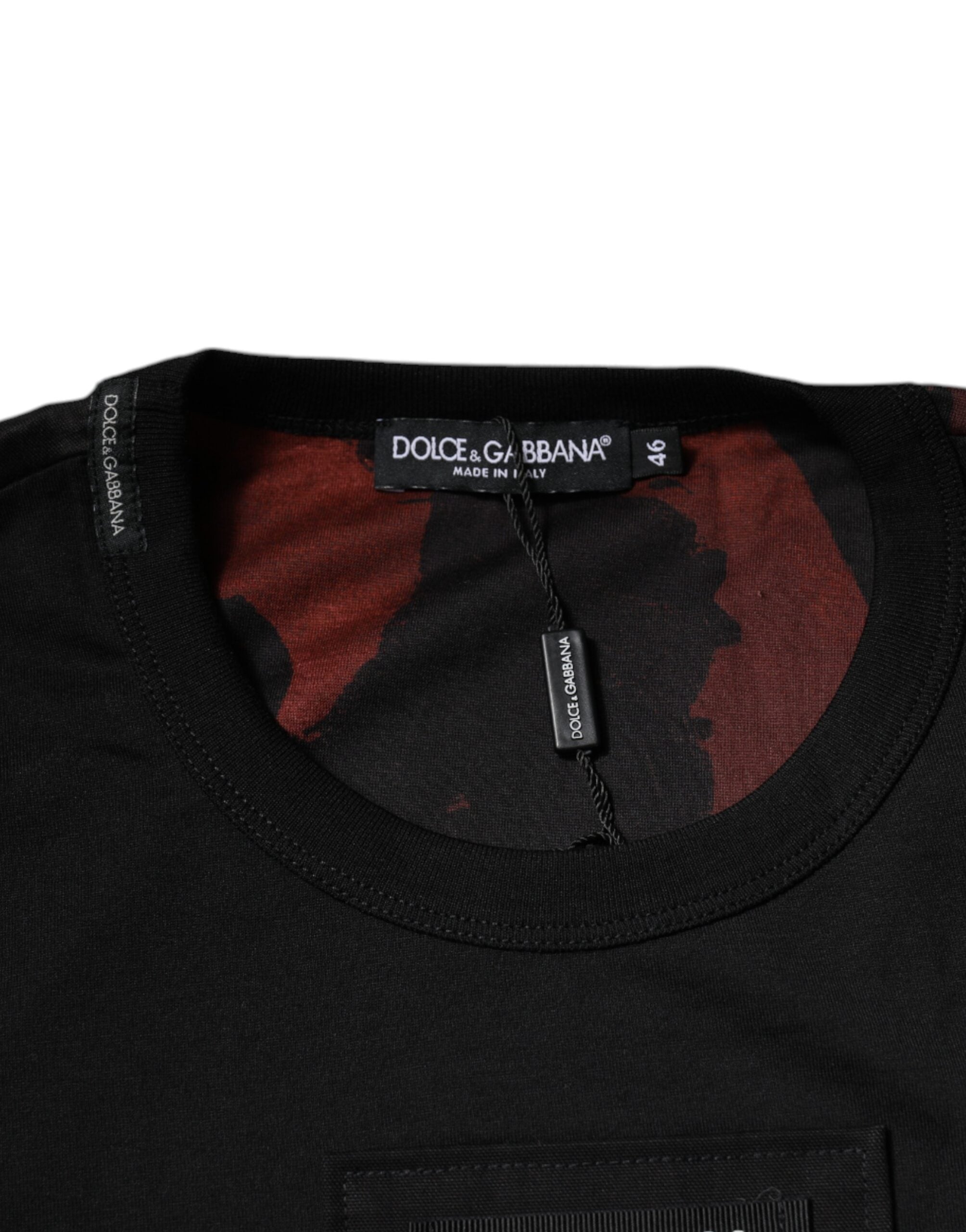 T-shirt à col rond Dolce & Gabbana multicolore avec motif camouflage, coton confortable, style décontracté.