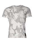 T-shirt blanc et gris camouflage en coton de Dolce & Gabbana, col rond, design moderne et confortable.