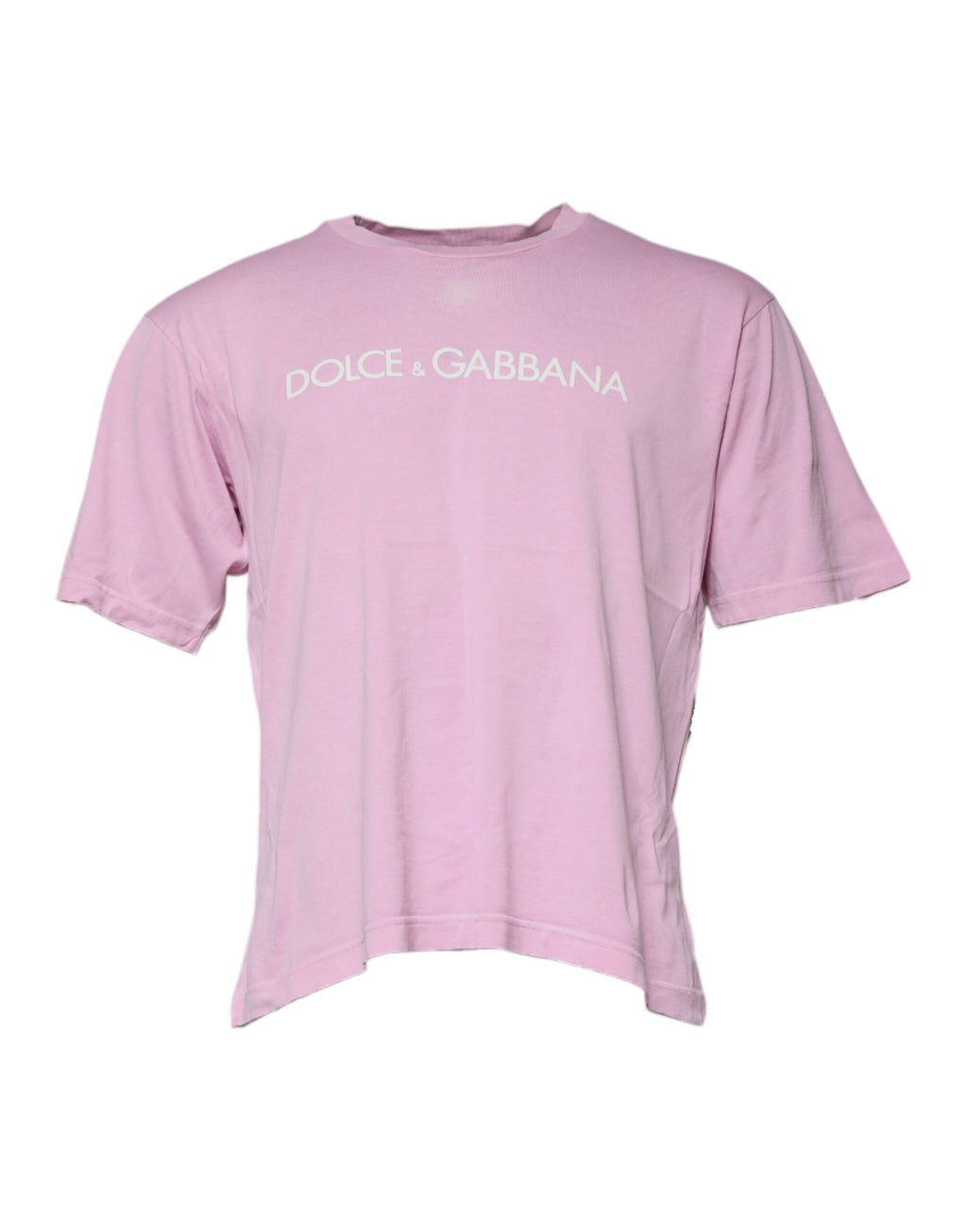 T-shirt en coton rose Dolce & Gabbana avec logo imprimé, col rond, style décontracté et graphique.