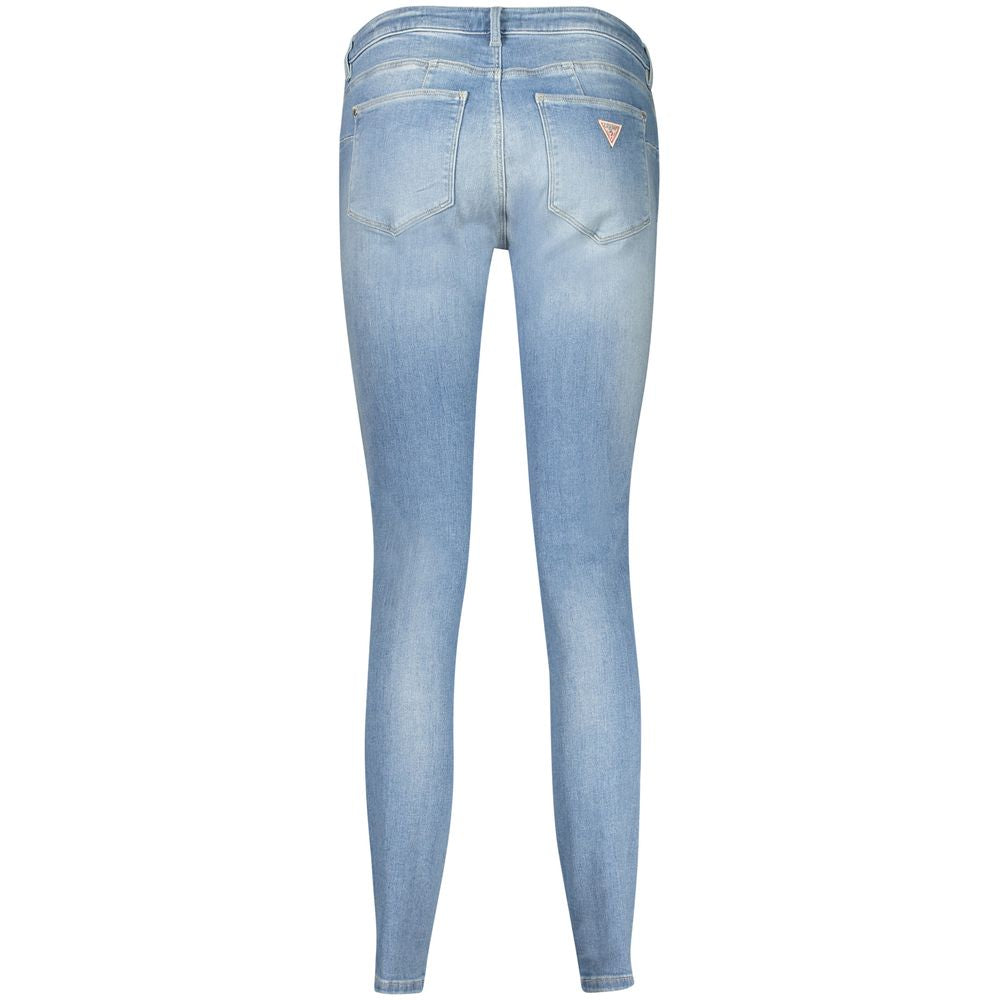 Jeans en coton bleu clair Guess Jeans pour hommes, coupe classique avec poches avant et arrière, style décontracté.