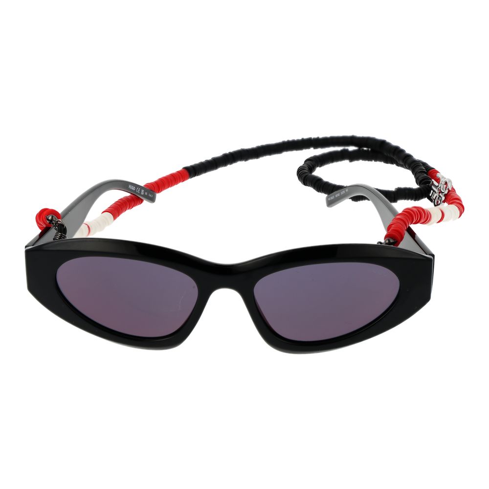 Lunettes de soleil noires en polyamide de la marque Hugo Boss, avec monture élégante et branches fines.