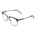 Lunettes en acier inoxydable noir de Hugo Boss, monture élégante pour homme, visible dans l’image.