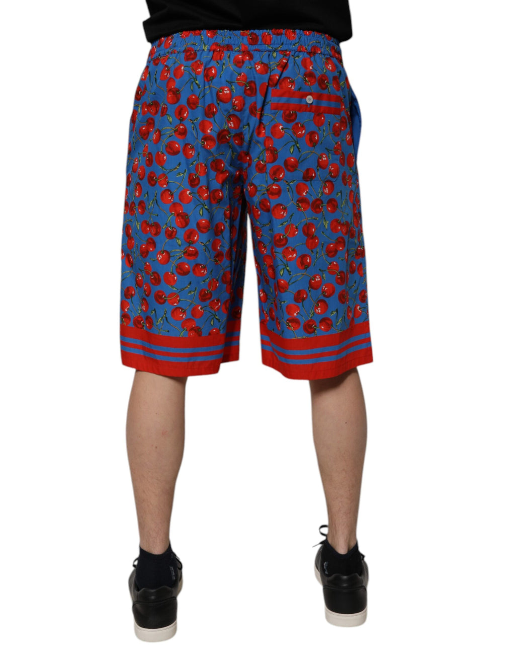 Shorts Bermuda en coton Dolce & Gabbana à imprimé cerise bleue pour homme, décontractés et stylés.