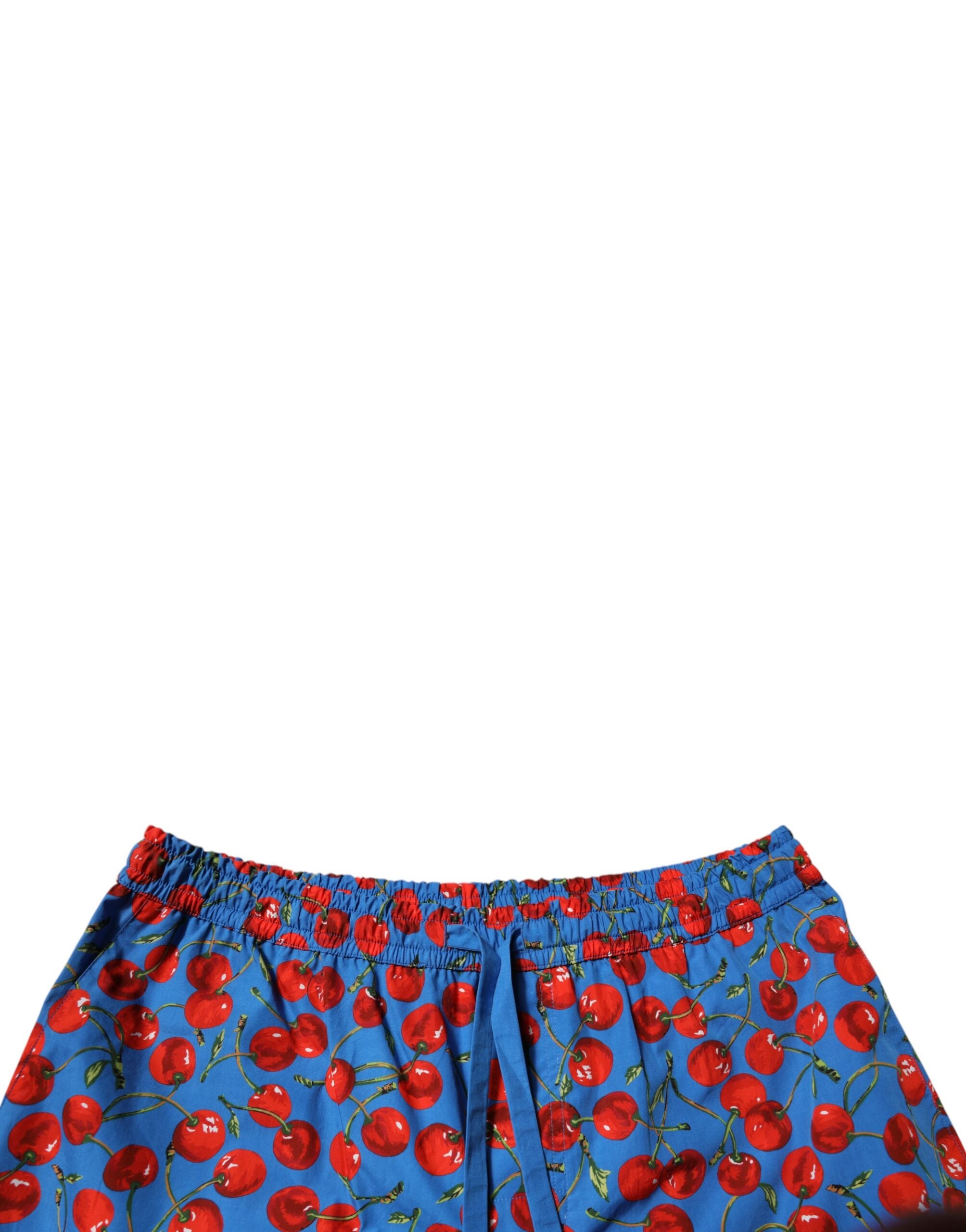 Shorts bermuda en coton à imprimé cerise bleue de Dolce & Gabbana pour homme, avec motif coloré et style décontracté.