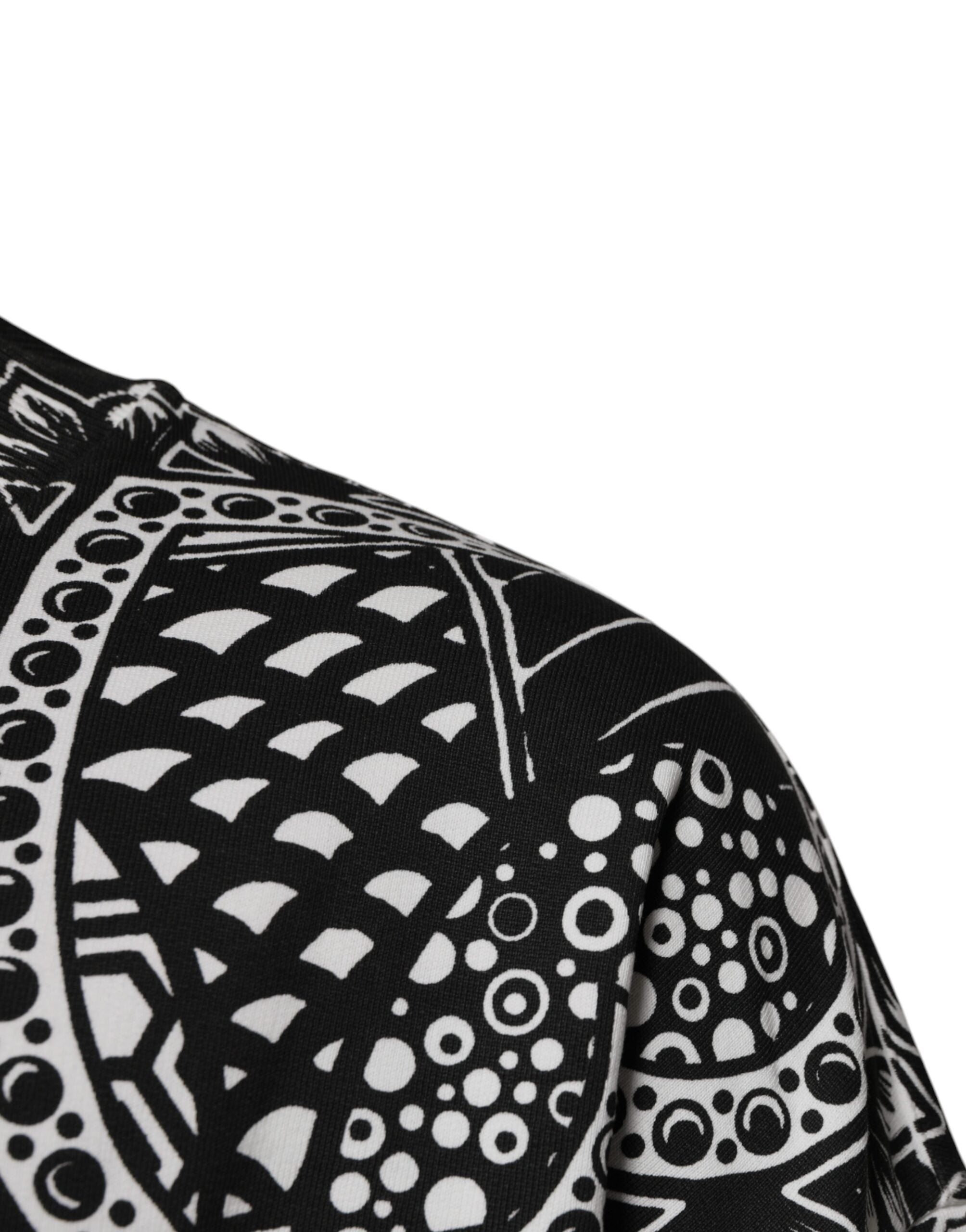 Sweatshirt en coton blanc et noir avec imprimé de la marque Dolce & Gabbana, pull décontracté pour homme ou femme.