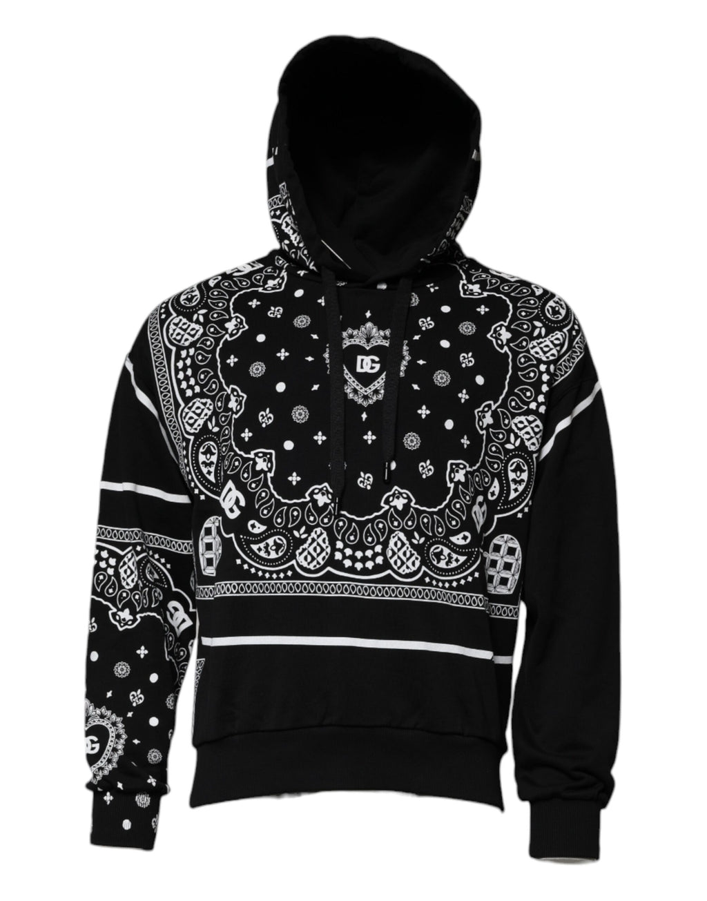 Sweatshirt à capuche noir avec bandana Dolce & Gabbana pour homme, look décontracté et tendance, en coton doux.