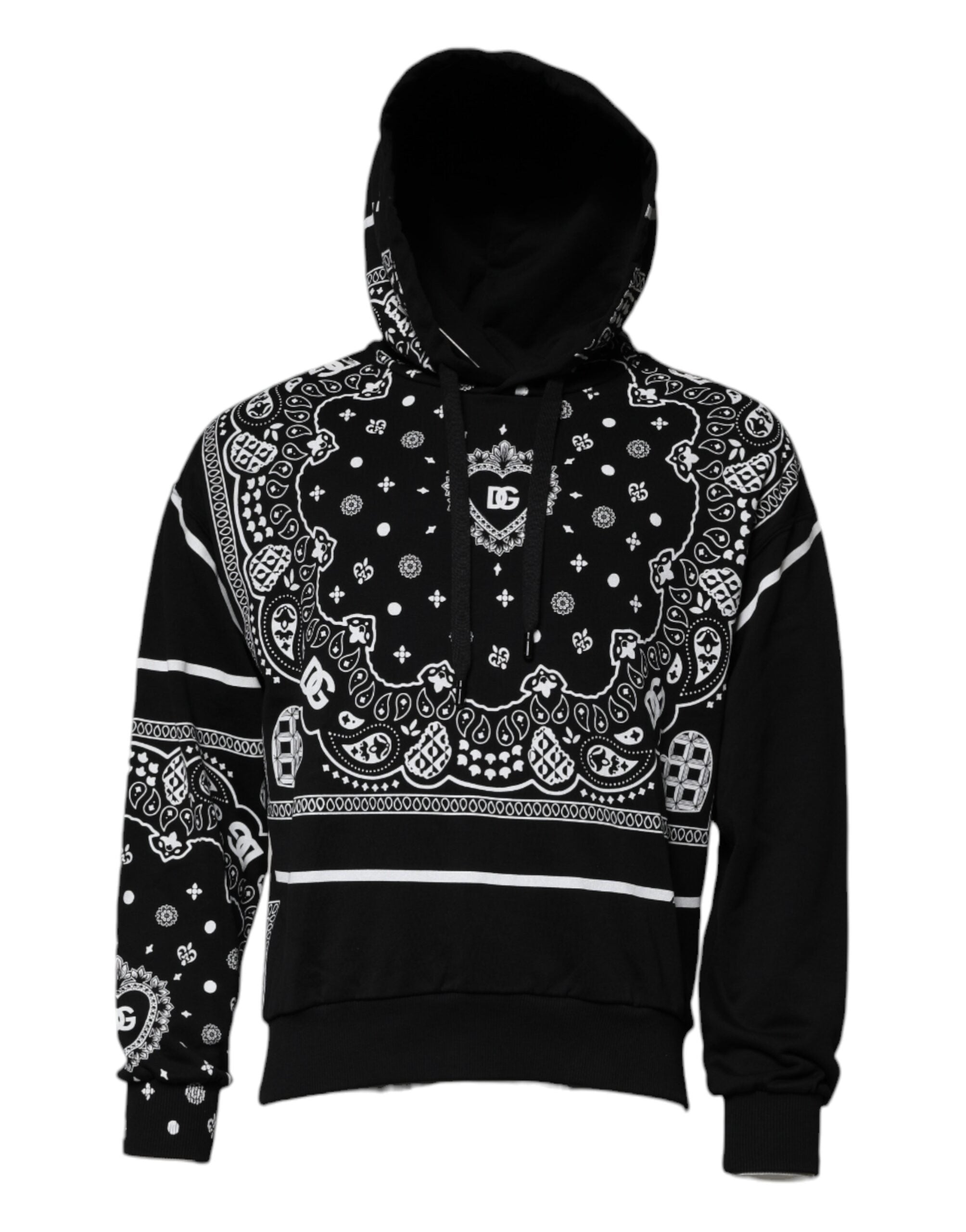 Sweatshirt à capuche noir avec bandana Dolce & Gabbana pour homme, look décontracté et tendance, en coton doux.