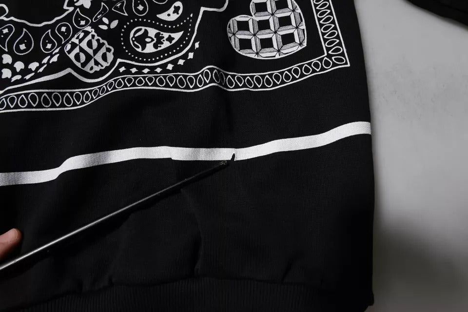 Sweatshirt à capuche noir Dolce & Gabbana avec bandana intégré, sweat à capuche pour hommes, style décontracté et tendance.