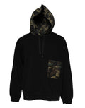 Sweat à capuche Dolce & Gabbana en camouflage noir, pull confortable avec capuche et motif tendance.