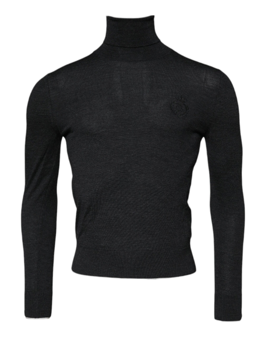 Pull à col roulé en laine noire de Dolce & Gabbana, pull-over élégant avec texture douce, idéal pour un style sophistiqué.