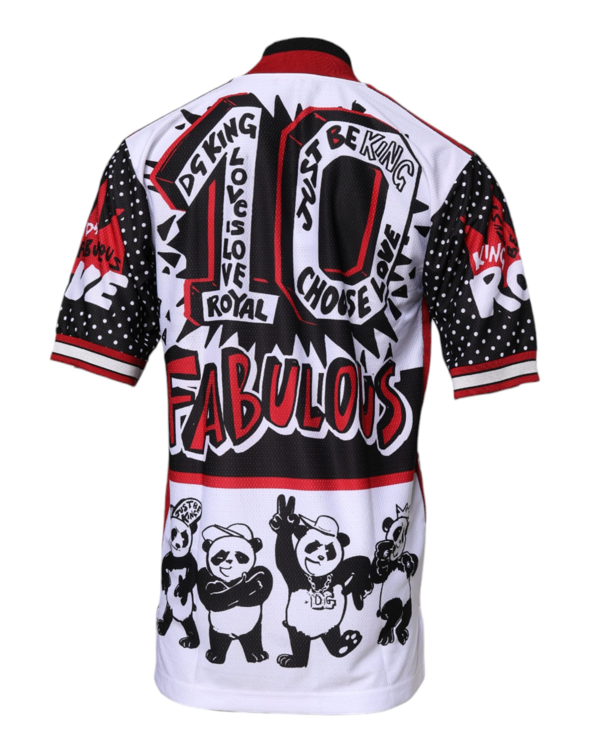 T-shirt multicolore Dolce & Gabbana avec imprimé panda king, col à fermeture éclair, style tendance et original.