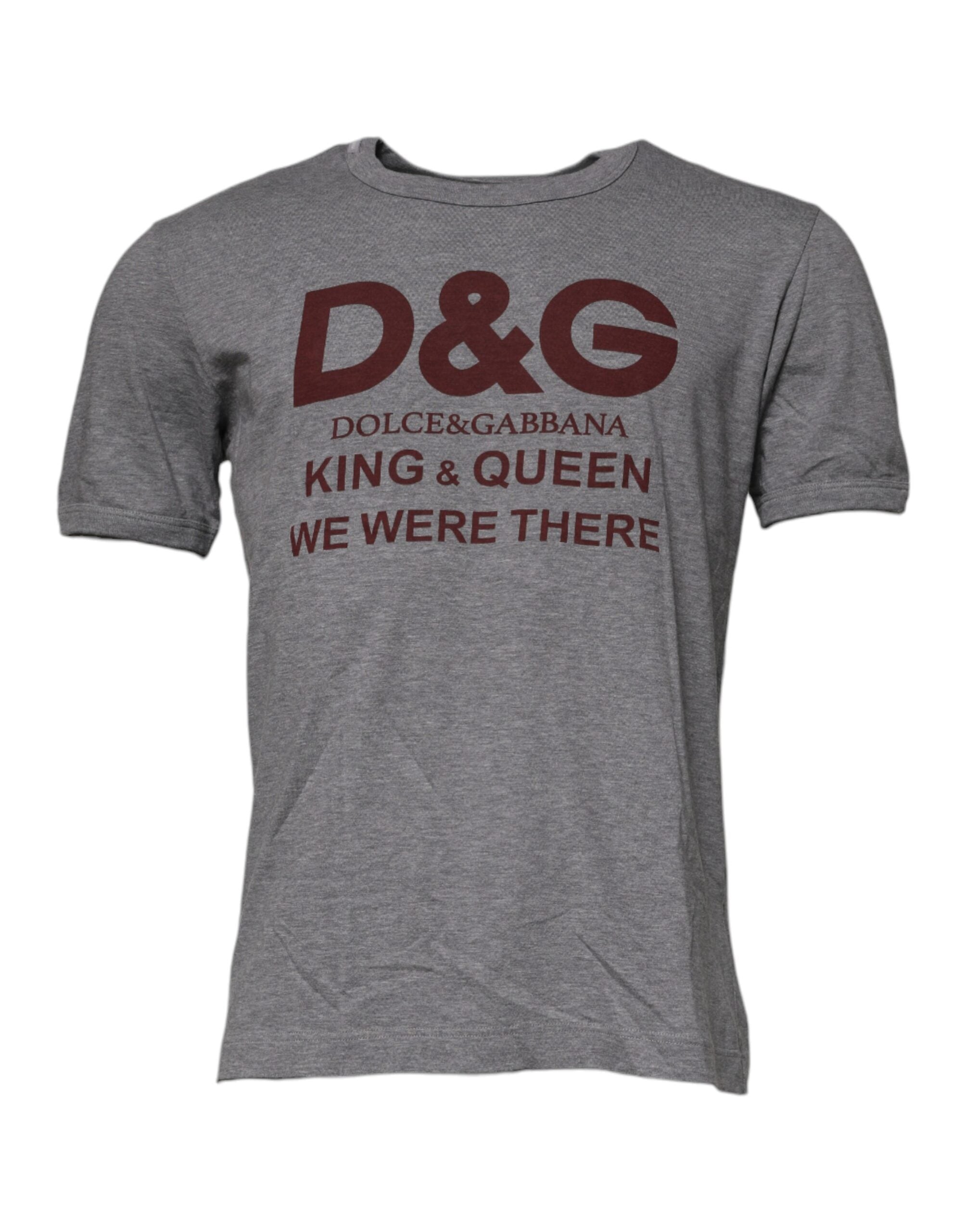 T-shirt homme en coton gris avec logo Dolce & Gabbana, col rond, style décontracté, visible sur fond neutre.