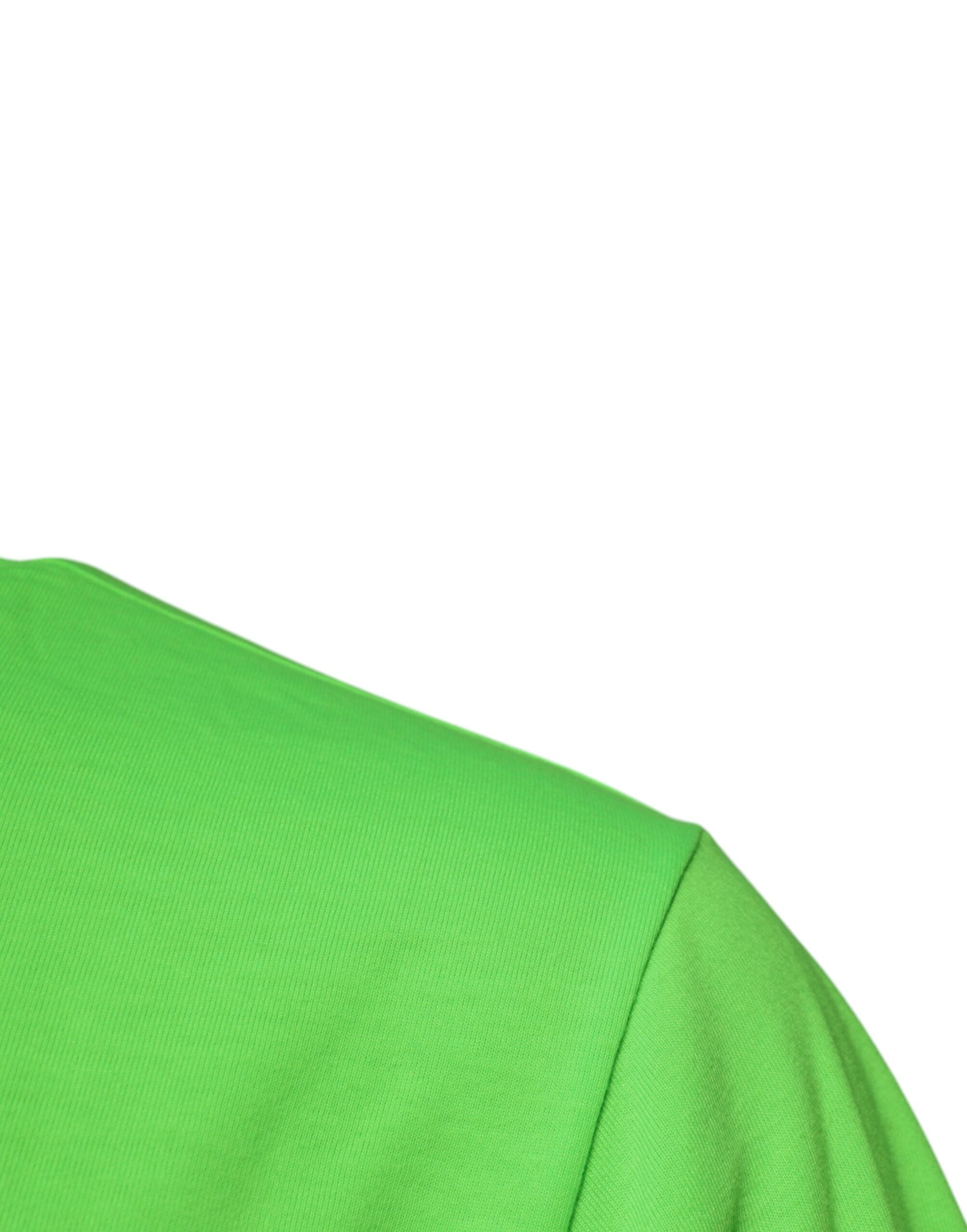 T-shirt Dolce & Gabbana en polyester vert avec logo, col rond, vue de face.