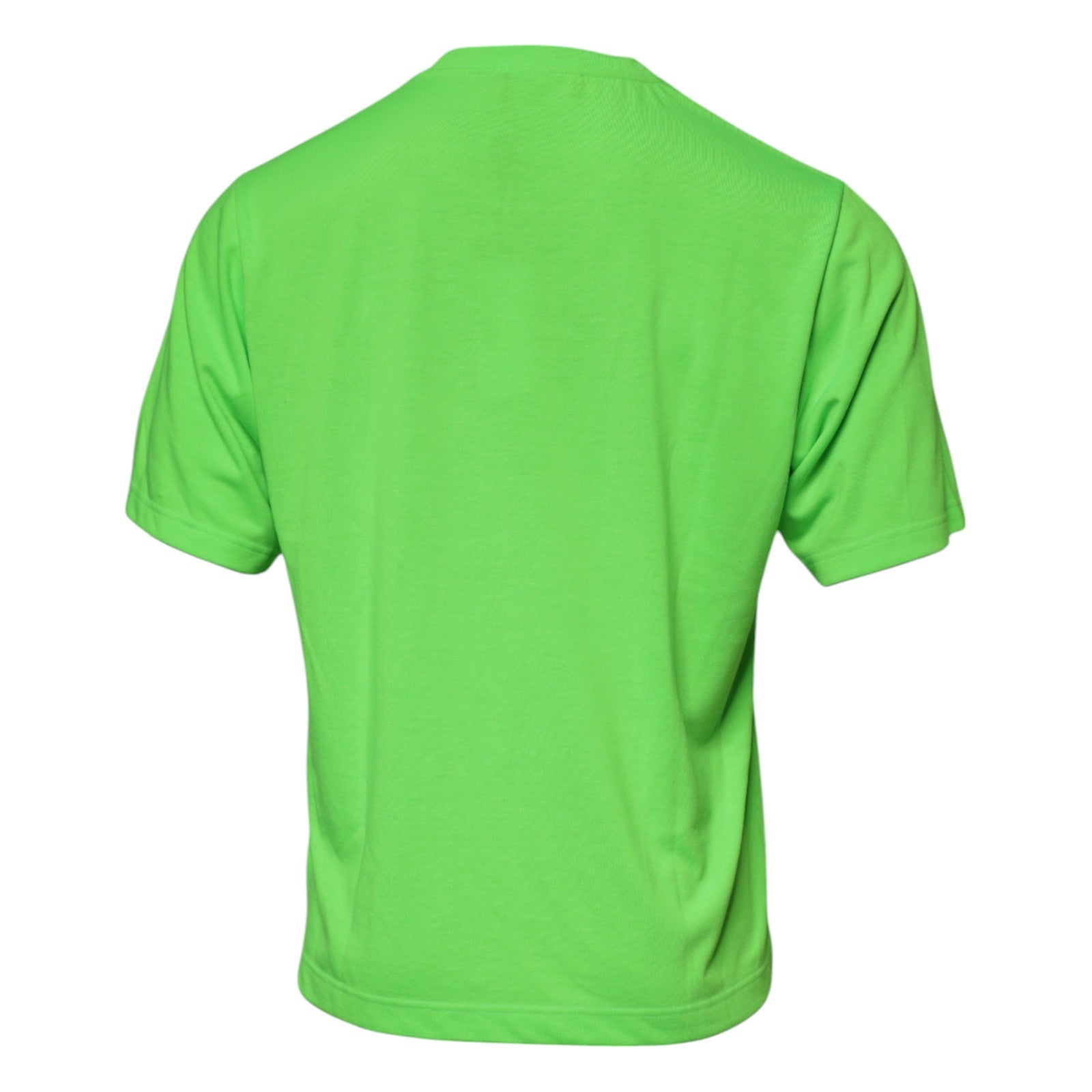 T-shirt à col rond en polyester vert avec logo Dolce & Gabbana, style décontracté et moderne.