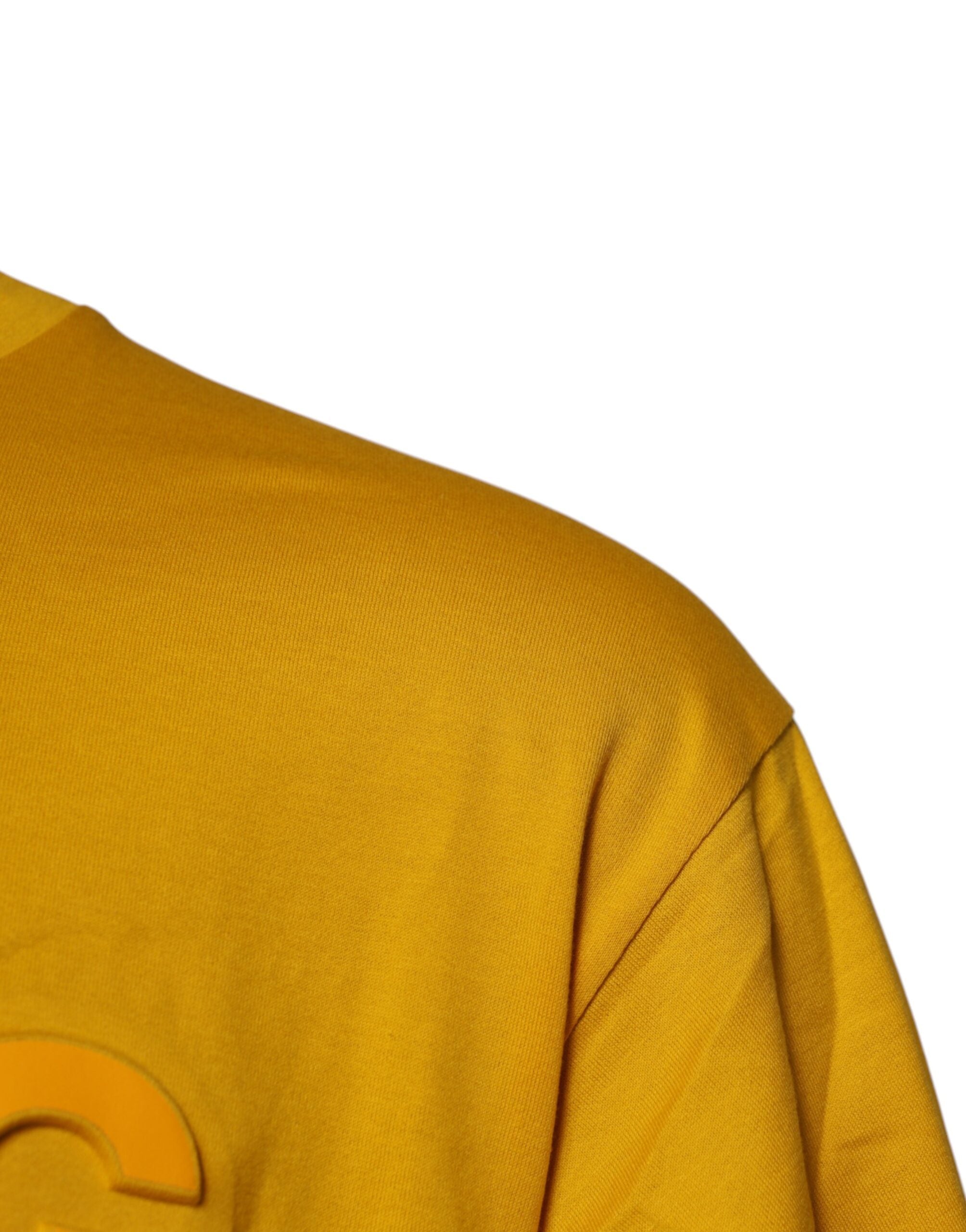 T-shirt homme Dolce & Gabbana en coton jaune foncé avec logo, col rond et style décontracté.