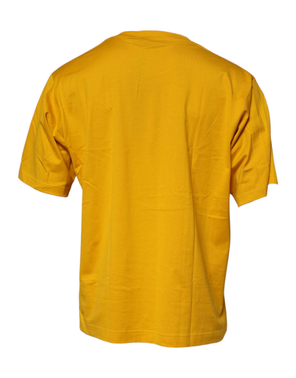 T-shirt pour homme Dolce & Gabbana en coton jaune foncé avec logo, col rond, vue de face.