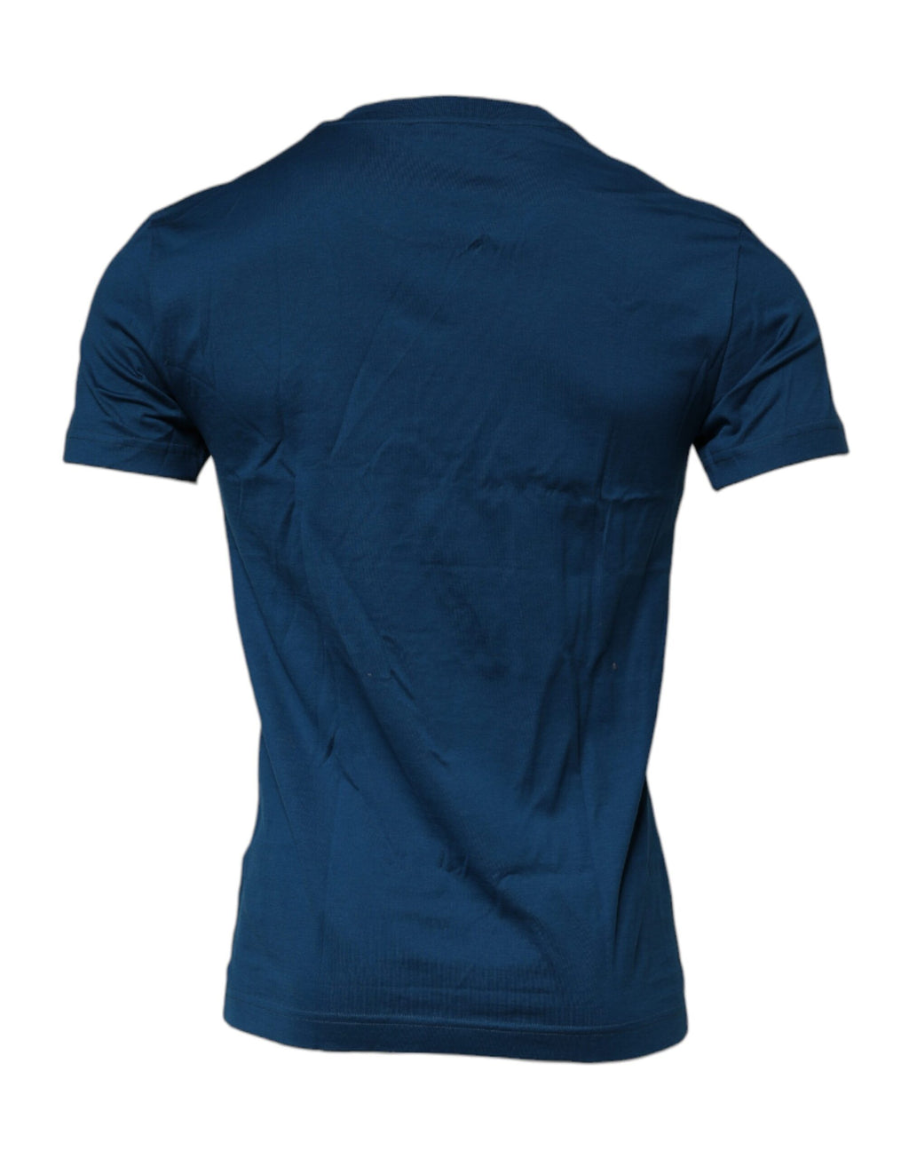T-shirt homme Dolce & Gabbana en coton bleu avec motif couronne et abeille, col ras du cou, design élégant et moderne.