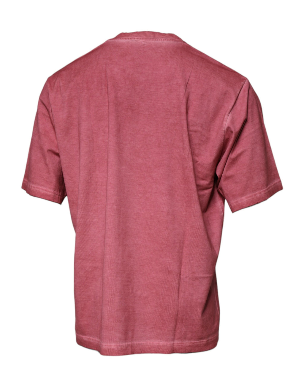T-shirt en coton rose Dolce & Gabbana avec logo imprimé, col rond, style décontracté, visible sur l'image.
