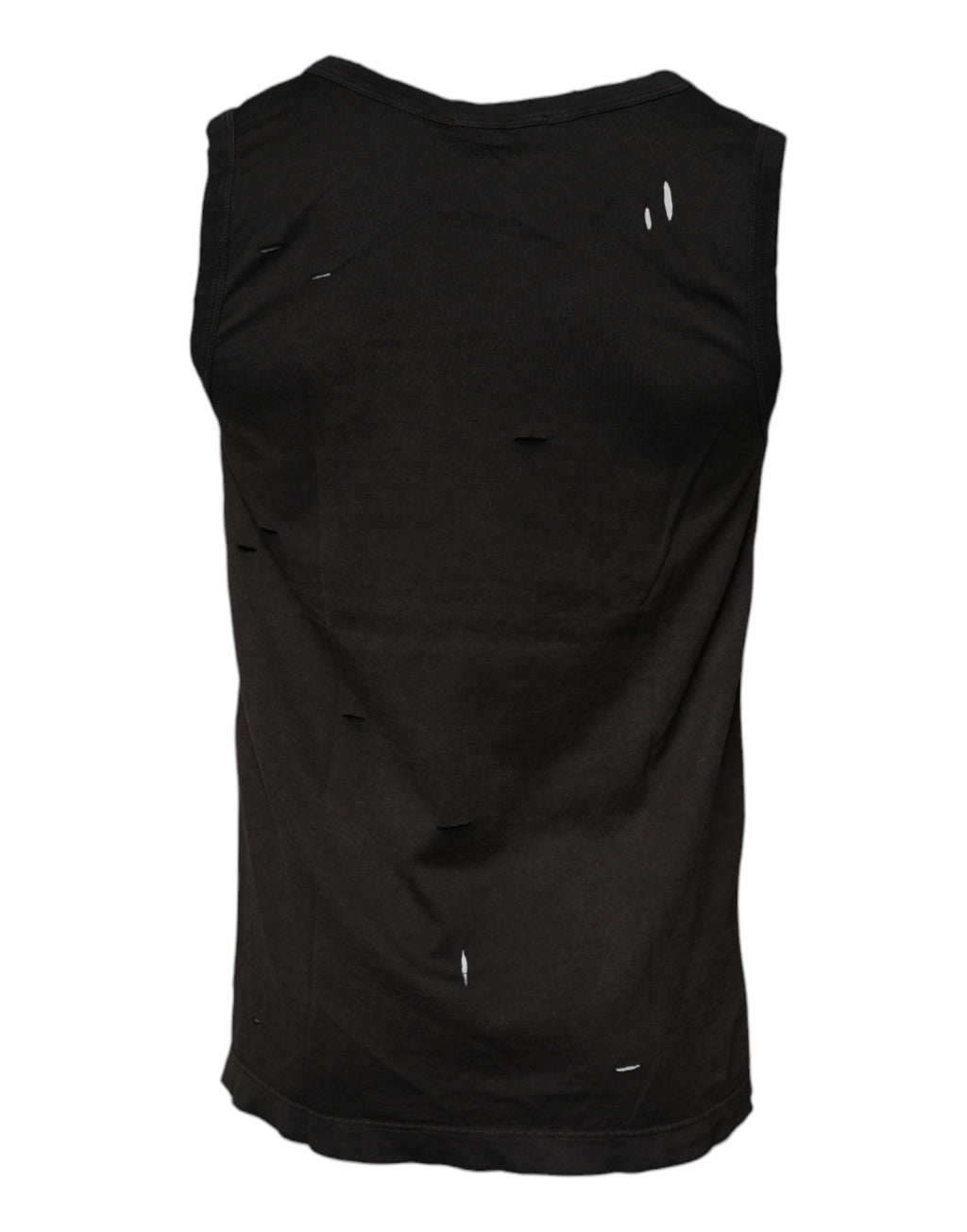 T-shirt sans manches Dolce & Gabbana noir à col rond, vue de face, léger et élégant, parfait pour un style décontracté.