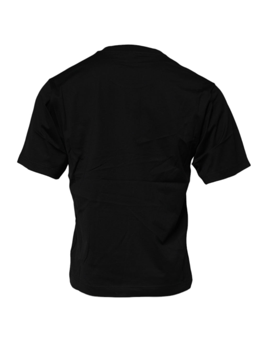 T-shirt en coton noir Dolce & Gabbana avec logo brodé, col rond, style décontracté et moderne.