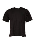 T-shirt homme en coton brun foncé avec logo Dolce & Gabbana à col ronde, style décontracté et élégant.