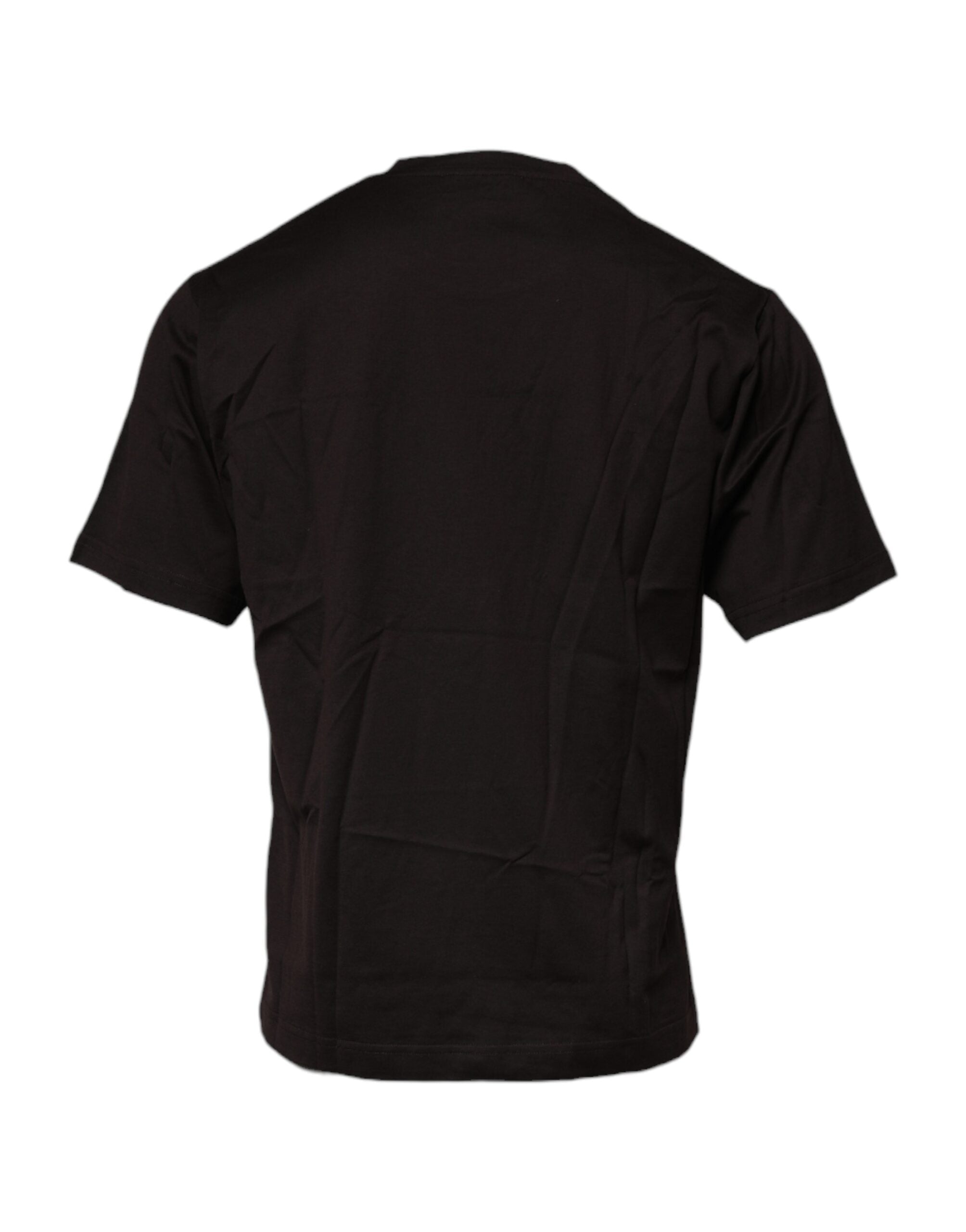 T-shirt en coton marron foncé avec logo Dolce & Gabbana à col rond, style décontracté et élégant.