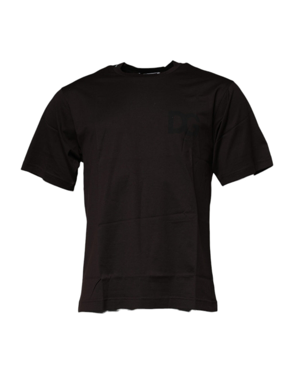 T-shirt homme en coton marron foncé avec logo Dolce & Gabbana, col rond, style décontracté.