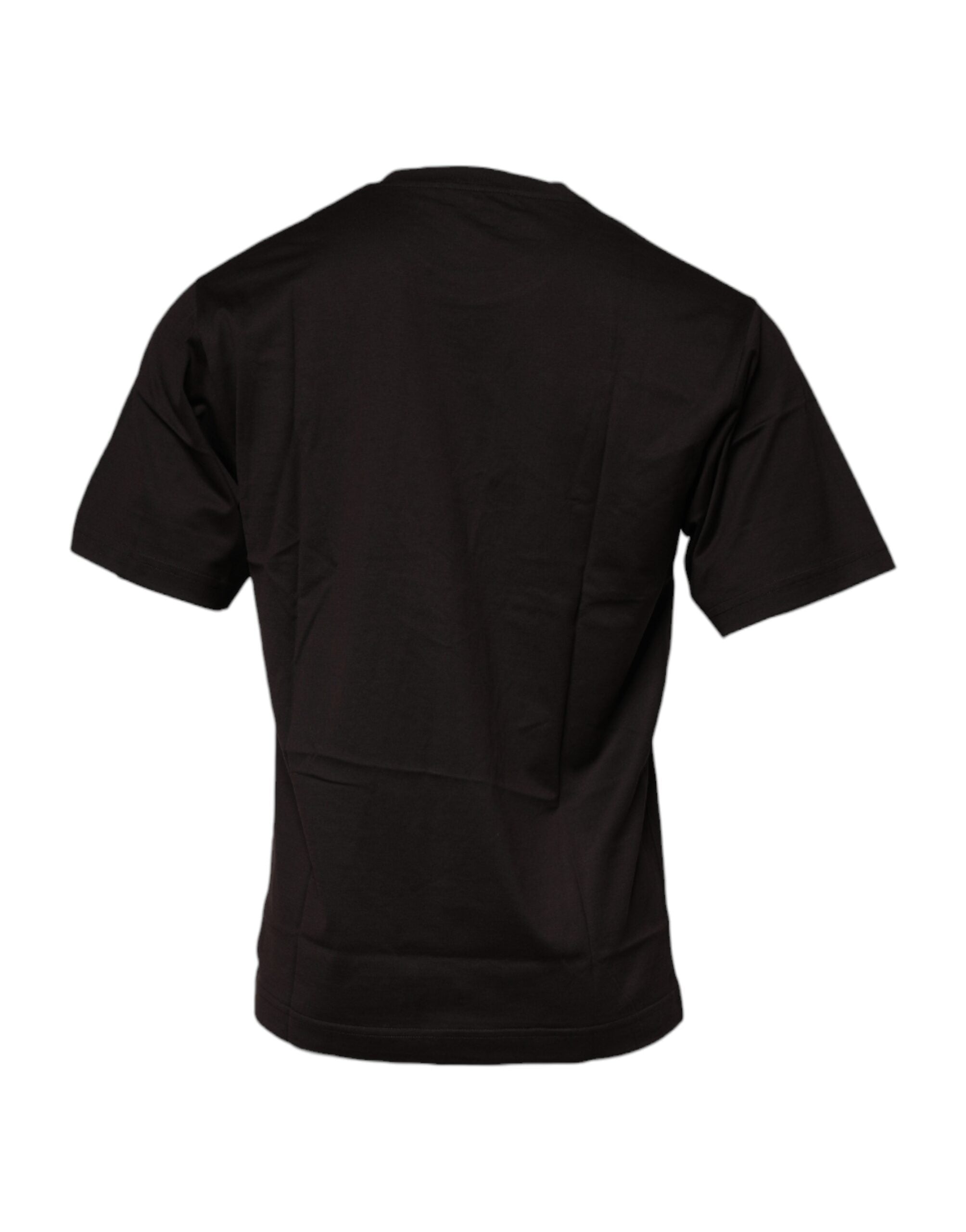 T-shirt en coton marron foncé avec logo Dolce & Gabbana à col rond, style décontracté et moderne.