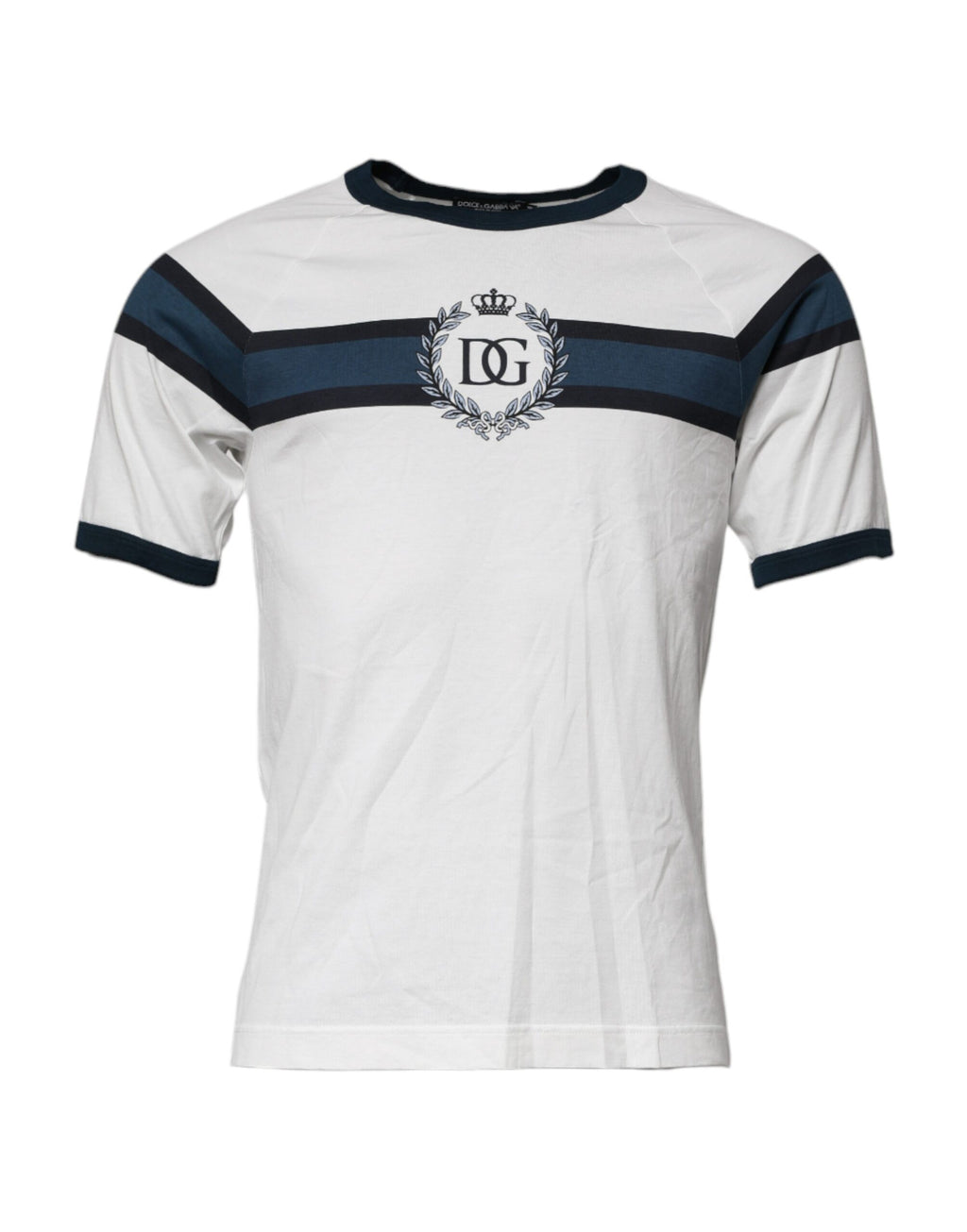 T-shirt homme blanc Dolce & Gabbana en coton avec logo imprimé, col rond et design élégant.