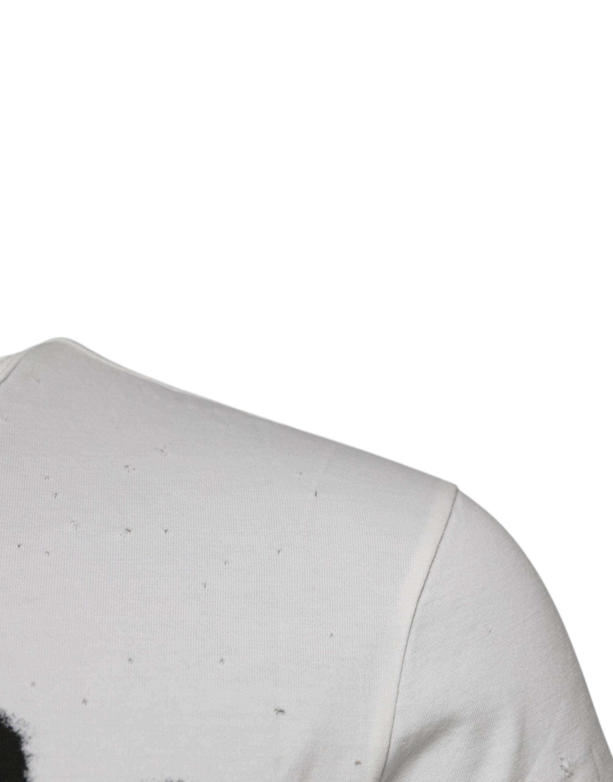 T-shirt blanc en coton avec motif graphique de Dolce & Gabbana, col rond, style décontracté et moderne.