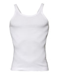 T-shirt sans manches en coton ivoire de Dolce & Gabbana avec col rond, vue de face sur fond blanc.
