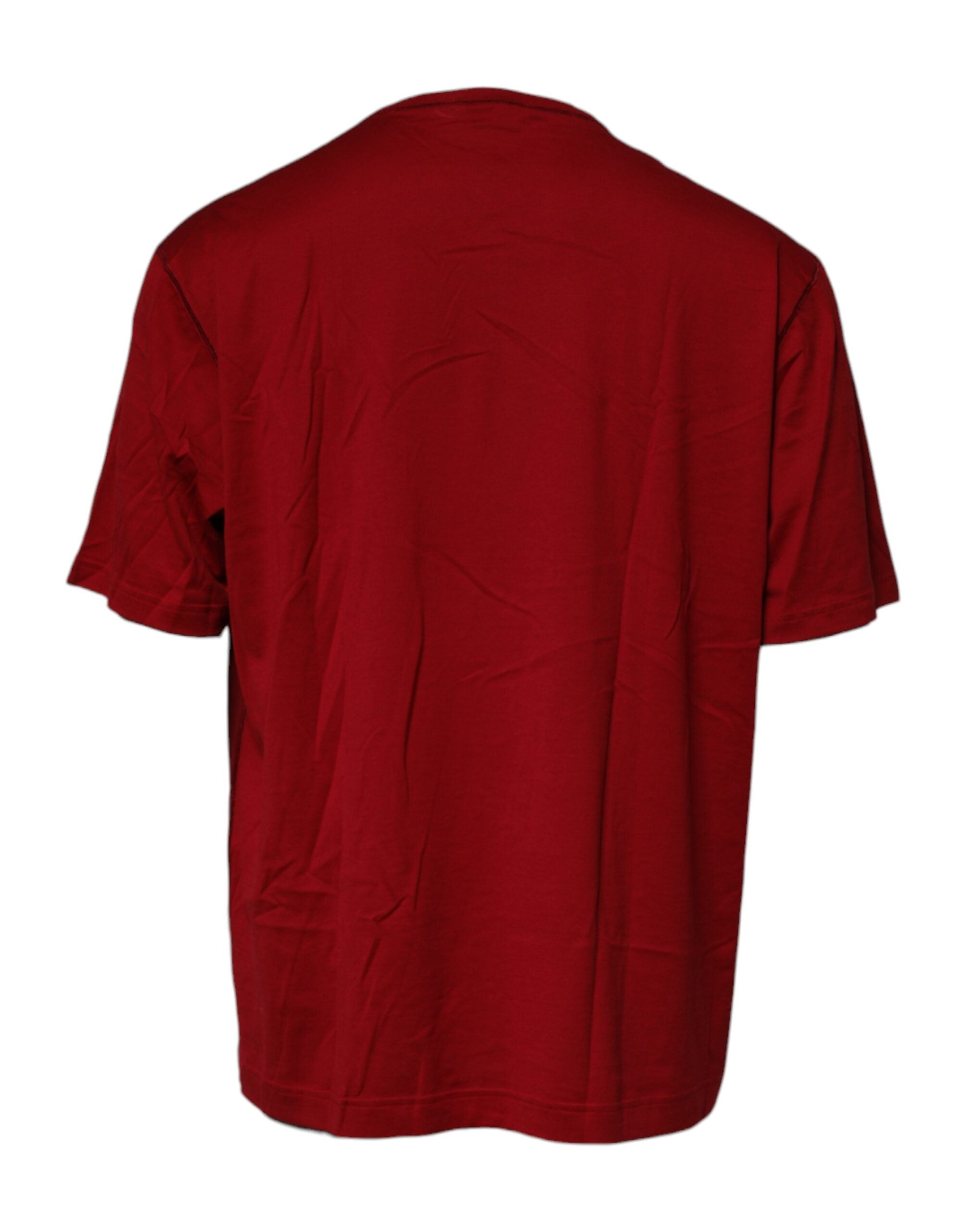 T-shirt à col rond en coton rouge avec bande logo Dolce & Gabbana, look décontracté et style élégant.