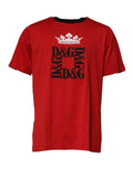 T-shirt en coton rouge Dolce & Gabbana avec logo en couronne, col rond, vue de face.