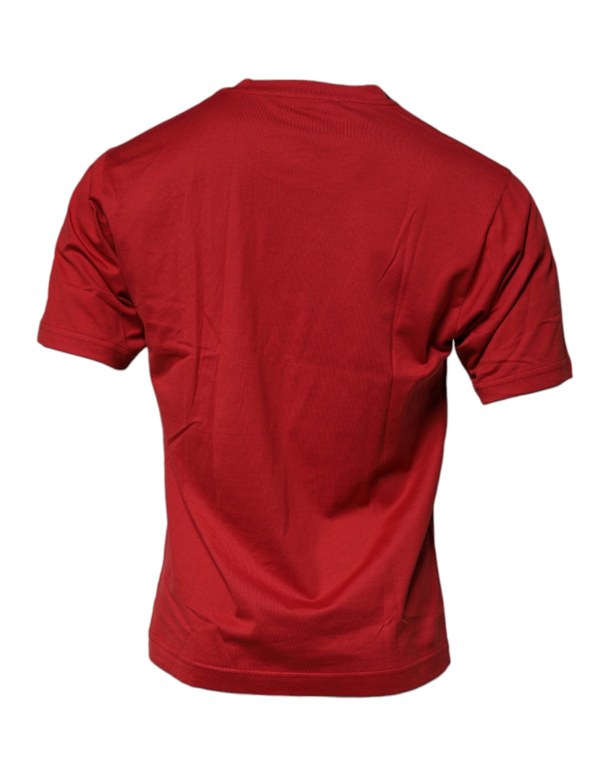 T-shirt en coton rouge Dolce & Gabbana avec logo DG, col rond, vue de face.