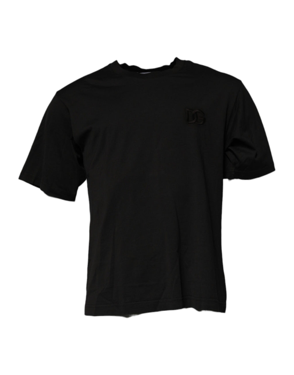 T-shirt en coton noir Dolce & Gabbana avec logo DG visible, col rond, vue de face.