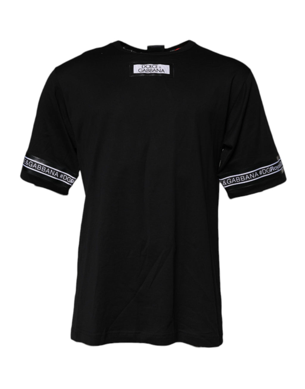 T-shirt homme noir Dolce & Gabbana #DGMILLENNIALS en coton avec col rond, style décontracté et logo visible devant.