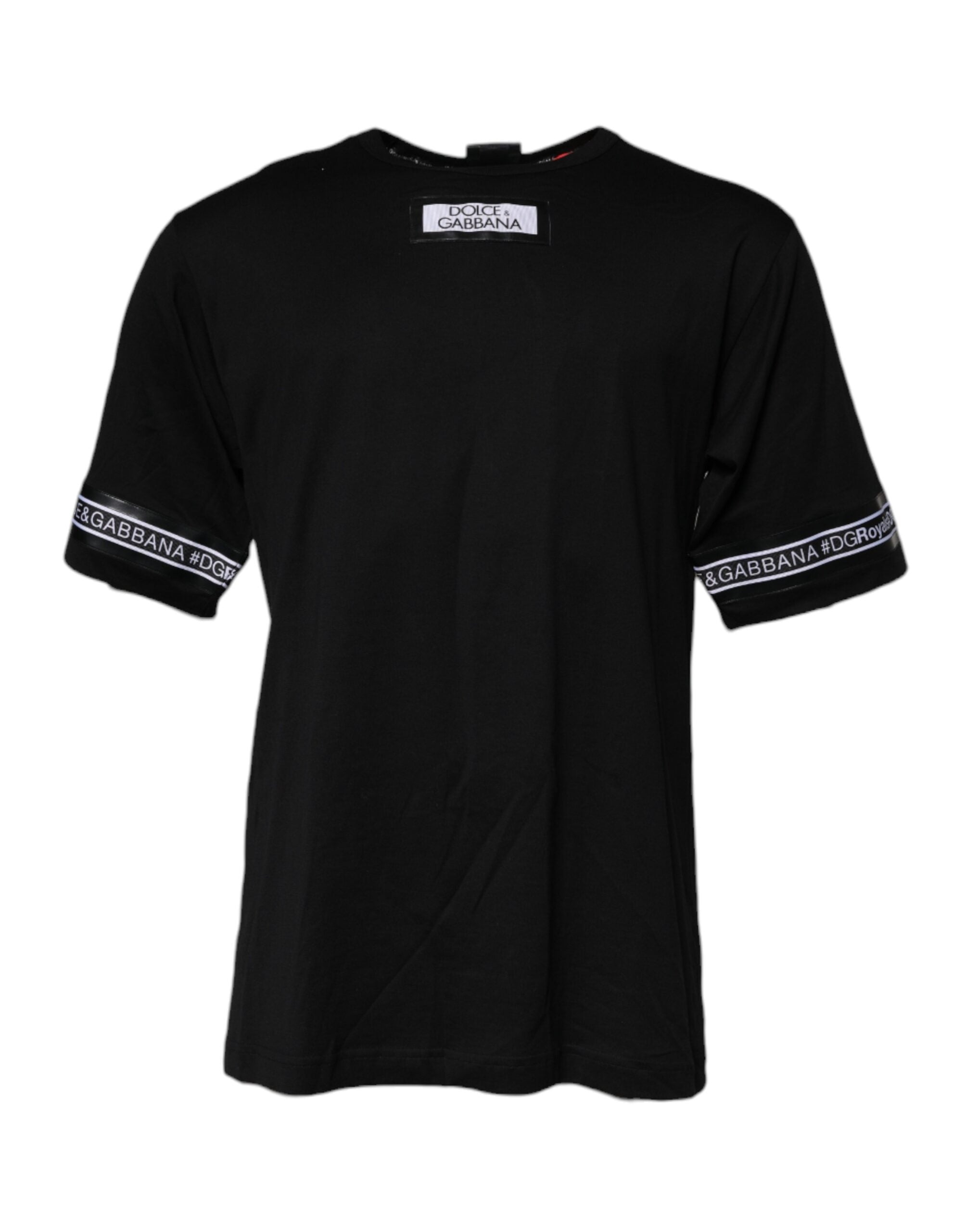 T-shirt homme noir Dolce & Gabbana #DGMILLENNIALS en coton avec col rond, style décontracté et logo visible devant.