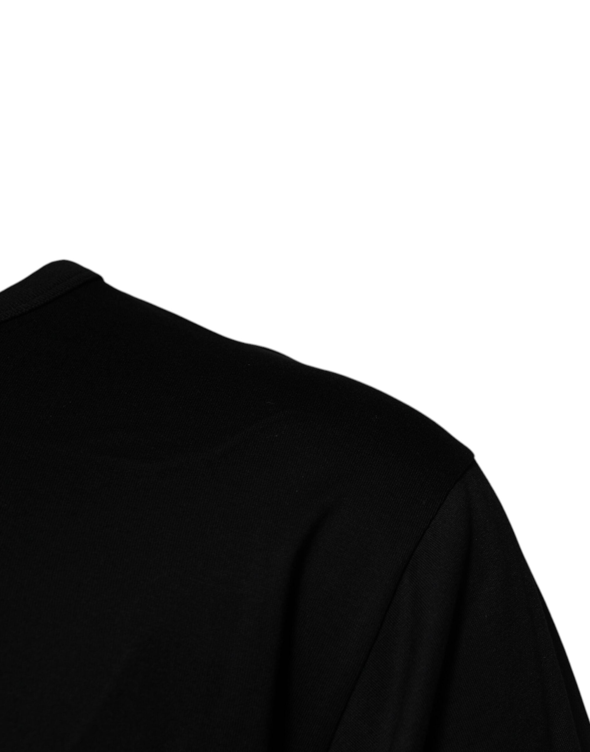 T-shirt noir Dolce & Gabbana DGMILLENNIALS en coton à col rond, vue de face, avec logo visible.