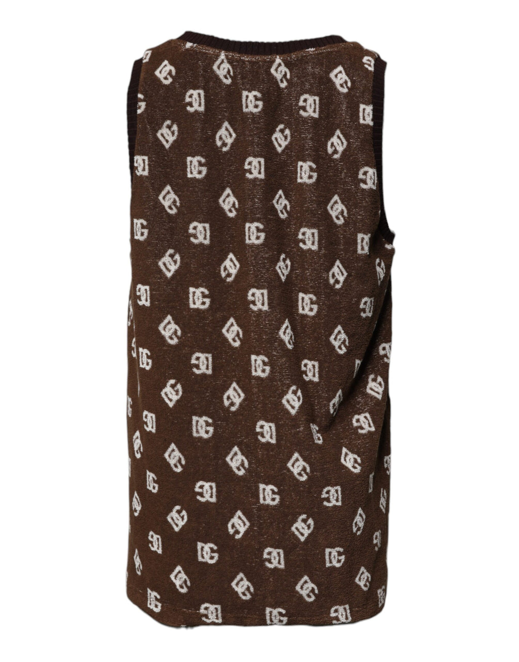 T-shirt en coton marron avec logo Dolce & Gabbana et monogramme, col rond, vue de face.