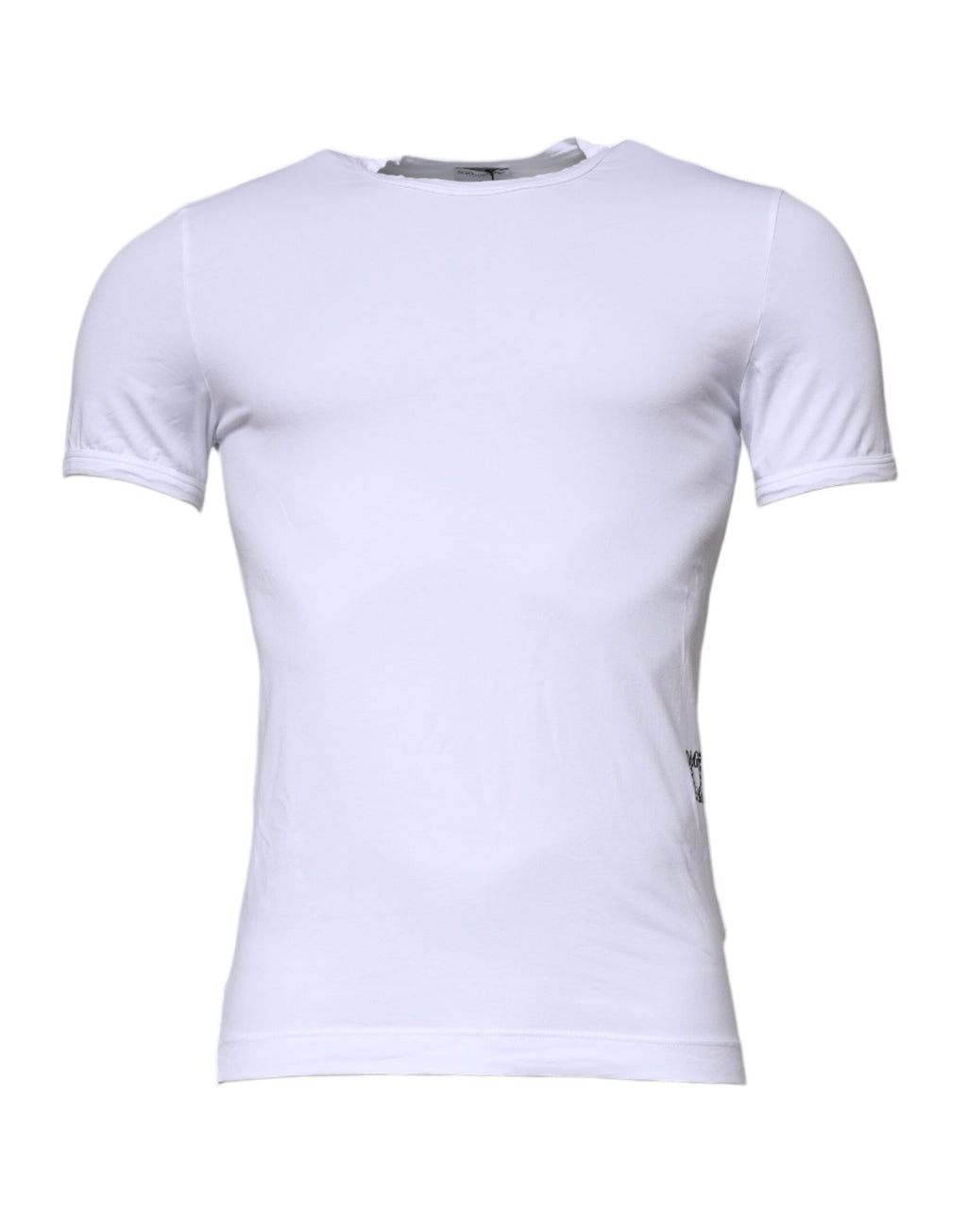 T-shirt blanc en coton stretch Dolce & Gabbana avec col ras du cou, vue de face.