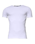 T-shirt blanc en coton stretch Dolce & Gabbana, coupe ajustée, col rond, pour homme.